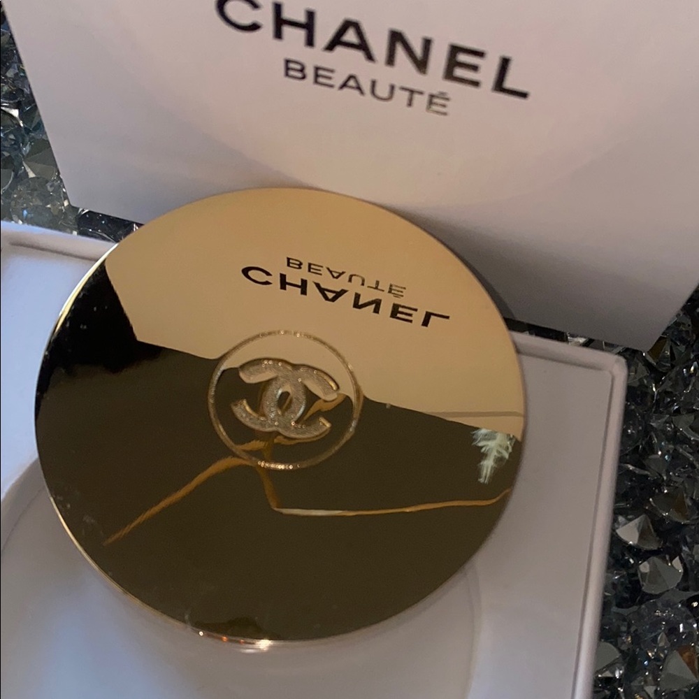 CHANEL Gold Accessory Compact with Iconic Logo